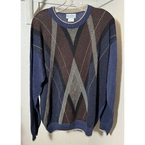 Vintage Bullock & Jones Mens Size L Silk Linen Blend Scottish Grandpa Sweater